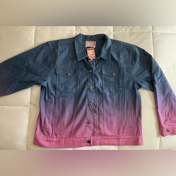 Marvel Spider-Man Ghost Spider Ombré Denim & Pink Jacket By Box Lunch NWT Disney - Picture 4 of 5
